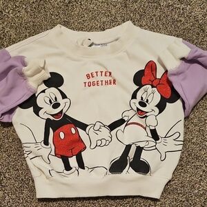 Kids Sweatshirt with Mickey and Minnie - White and Purple